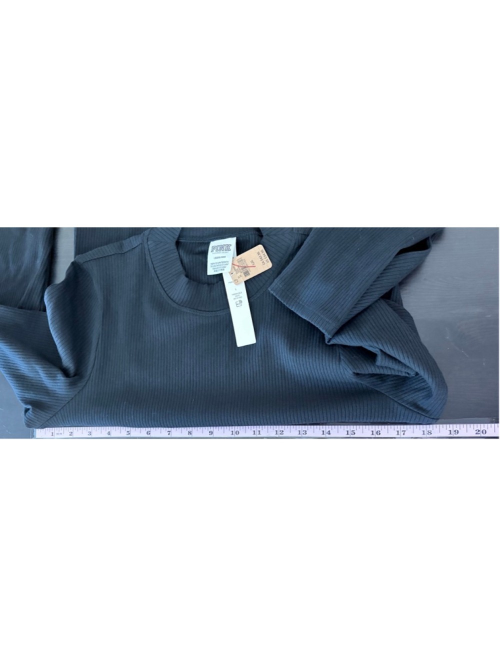 PINK Victoria’s Secret Black Ribbed Long Sleeve Mock Neck Mini Dress Size L NWT - Picture 5 of 5